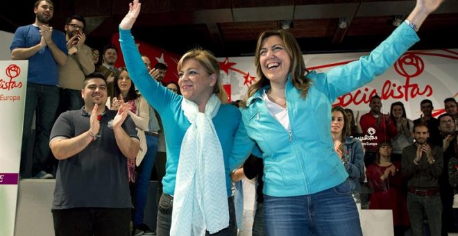 Elena Valenciano y Susana Díaz, durante un acto en Málaga en la campaña de las elecciones europeas. EFE