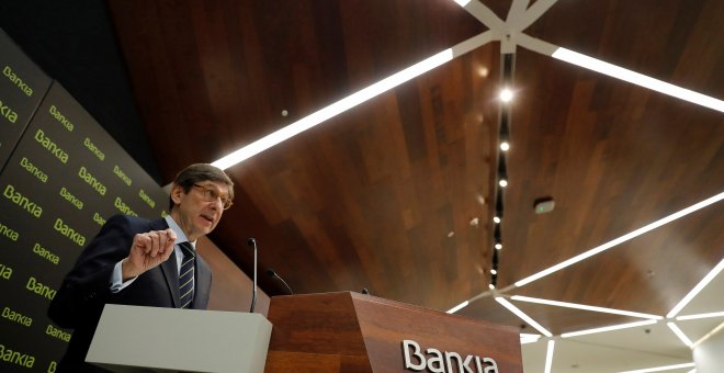El presidente de Bankia, José Ignacio Goirigolzarri,durante su comparecencia ante los medios en la que presentó el Plan Estratégico 2018-2020 de la entidad. EFE/Juan Carlos Hidalgo