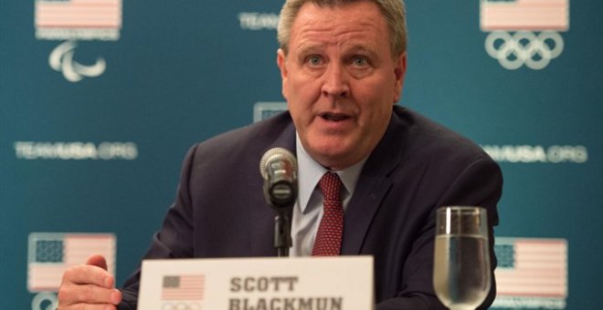 Scott Blackmun, expresidente ejecutivo del Comité Olímpico de Estados Unidos, en una rueda de prensa en 2014 | Reuters/USA Today Sports