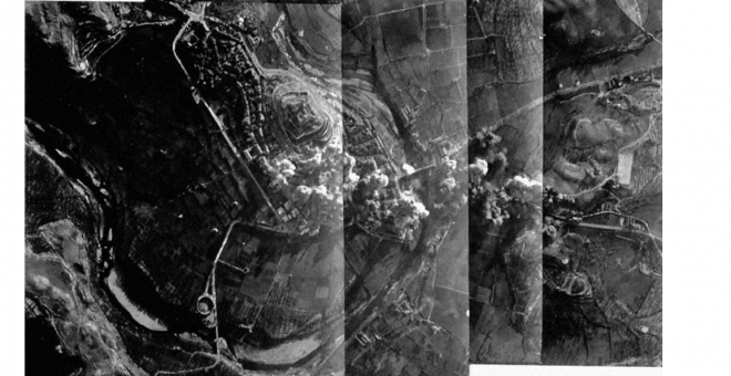 Las tres escuadrillas de bombarderos dejaron caer sobre Alcañiz  diez toneladas de bombas en apenas 90 segundos la tarde del 3 de marzo de 1938.