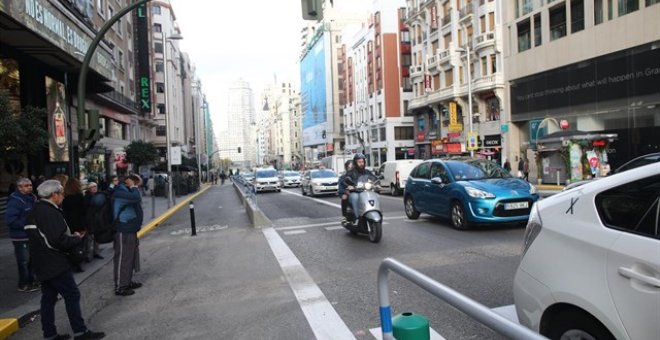 Gran Vía cambiará su aspecto para luchar contra la contaminación y apoyar el transporte sostenible. Europa Press