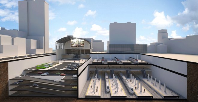 Diseño de la futura estación bilbaína de Abando que estará lista el año 2023. EFE/ Luis Tejido