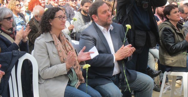 Fotografía de archivo de los dirigentes de ERC Oriol Junqueras y Marta Rovira.