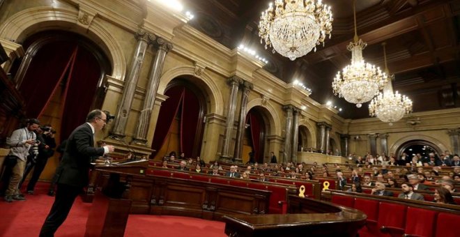 Jordi Turull, durante su última intervención en el pleno de investidura en el Parlament. - EFE