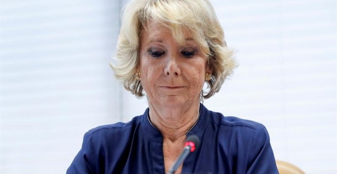La expresidenta madrileña Esperanza Aguirre, durante su comparecencia en la comisión de corrupción de la Asamblea. / EFE