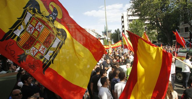 Bandera franquista en una manifestación en Madrid.- EFE