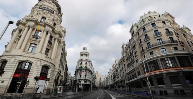 Confluencia de la Gran Vía con la calle de Alcalá. / EFE