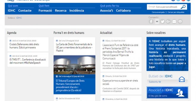 Web Principal del Instituto de Derechos Humanos de Catalunya(IDHC). IDHC.ORG
