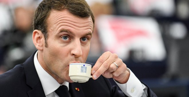 El presidente de Francia, Emmanuel Macron, durante un encuentro en la sede del Parlamento Europeo, en Estrasburgo. EFE