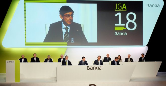 El presidente de Bankia, Jose Ignacio Goirigolzarri, durante su intervención en la junta de accionistas en Valencia. REUTERS/Heino Kalis