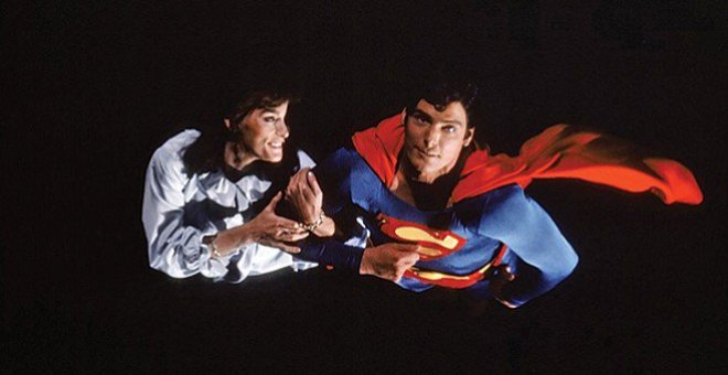 Margot Kidder y Christopher Reeve durante una de las películas de 'Superman'.
