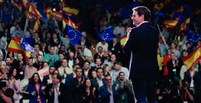 Albert Rivera, en el acto de presentación de la plataforma de España Ciudadana. Mayo de 2018