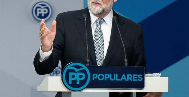 Fotografía facilitada por el PP, de su líder Mariano Rajoy, durante su intervención ante el Comité Ejecutivo Nacional. /EFE