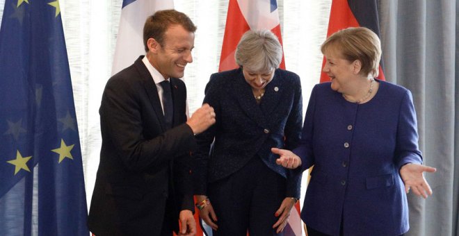 Macron, May y Merkel, hace unos días en Sofía. REUTERS/Stoyan Nenov