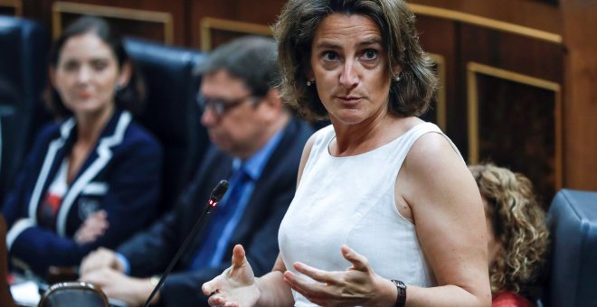 La ministra de Transición Ecológica Teresa Ribera, durante su la sesión de control en el Congreso de los Diputados. EFE/Emilio Naranjo