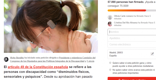 Imagen de la petición en Change.Org