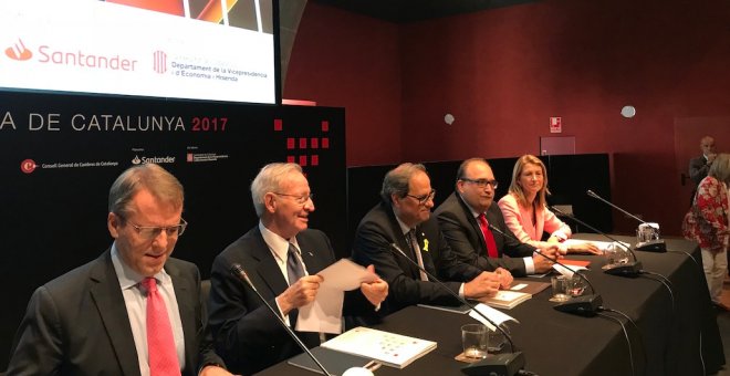 El president Quim Torra, en la presentació de la Memòria Econòmica de Catalunya del 2017, aquest divendres a Barcelona.