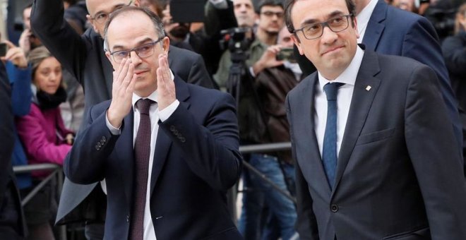 Los exconsellers Josep Rull y Jordi Turull a su llegada a la Audiencia Nacional. EFE