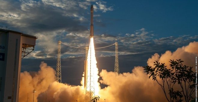 La ESA lanza con éxito Aeolus, el satélite que medirá el viento desde el espacio. ESA/CNES/ARIANESPACE