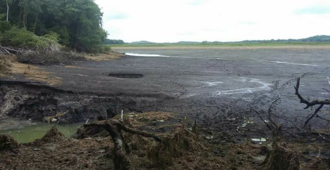 Imagen de la laguna después del desastre. | Twitter de Fernando Zelaya Espinoza