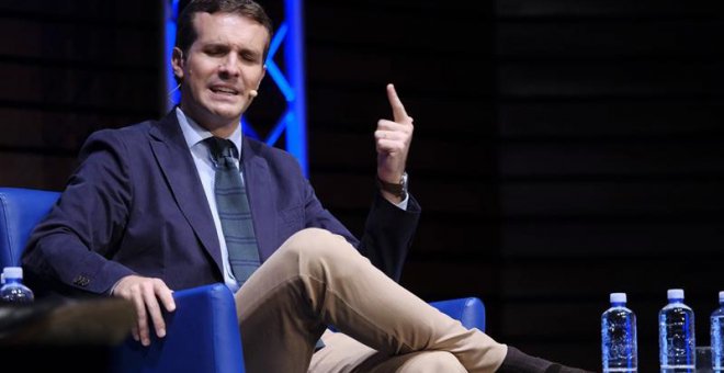 Pablo Casado, presidente del PP, en un acto en Canarias. (ÁNGEL MEDINA. G | EFE)