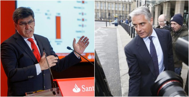 El hasta ahora consejero delegado del Banco Santander, José Antonio Ávarez, y su sucesor, el italiano Andrea Orcel. EFE/AFP