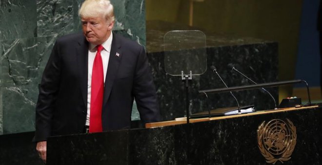 El presidente estadounidense, Donald Trump, durante la sesión de apertura del debate de alto nivel de la Asamblea General de Naciones Unidas. - EFE