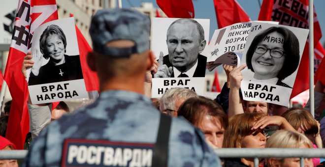 Protesta contra la reforma de las pensiones en Moscú. - REUTERS