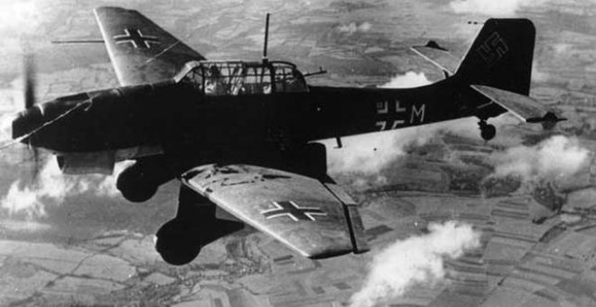 Uno de los aviones Stuka-87 de la Legión Cóndor alemana que bombardearon varios pueblos de El Maestrazgo.