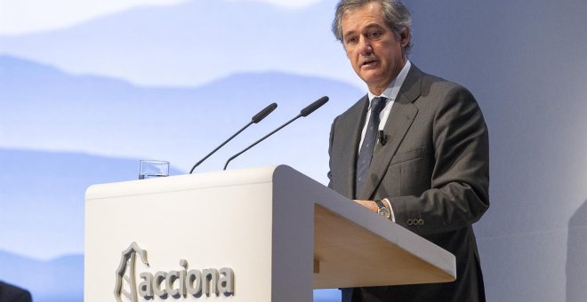 El presidente de Acciona, José Manuel Entrecanales, ante la junta de accionistas del grupo. E.P.