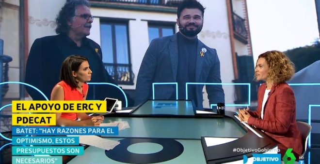 La ministra Meritxell Batet y la periodista Ana Pastor, en un momento en la entrevista en El Objetivo. LA SEXTA