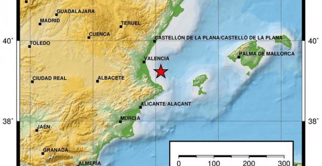 Localización del lugar del seísmo, en la página del Instituto Geográfico Nacional