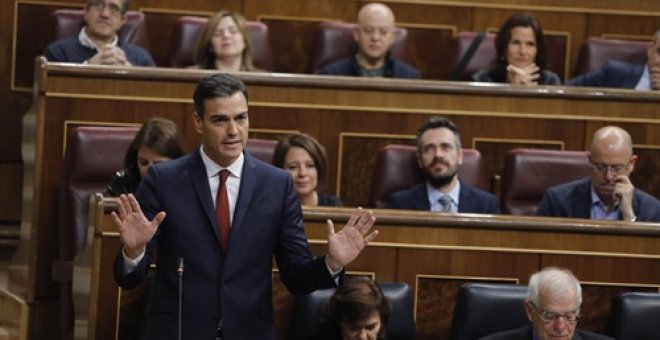 El presidente del Gobierno, Pedro Sánchez, interviene en una sesión de control al Gobierno en el Congreso. EUROPA PRESS