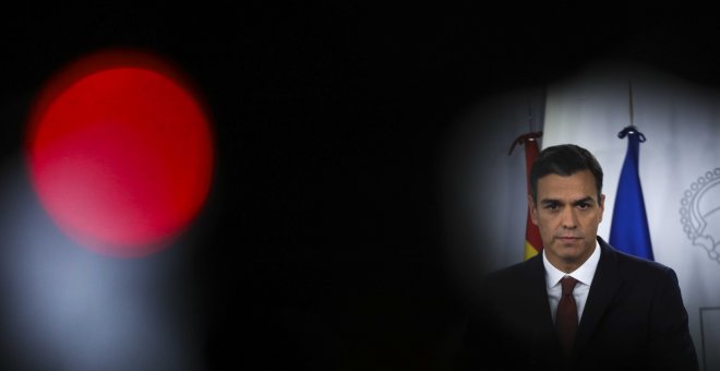 El presidente del Gobierno, Pedro Sanchez, en una comparecencia en el Palacio de la Moncloa. REUTERS/Susana Vera