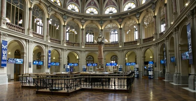 Patio de negociación de la Bolsa de Madrid. E.P.