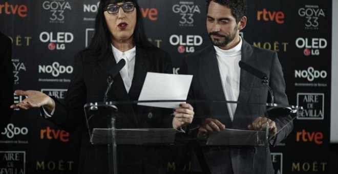 La actriz Rossy de Palma y el intérprete y director Paco León desvelan en la sede de la Academia los nominados en las 28 categorías a los Goya 2019. EUROPA PRESS/Eduardo Parra