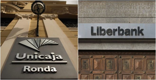 Los logos de Unicaja y de Liberbank. REUTERS/EFE