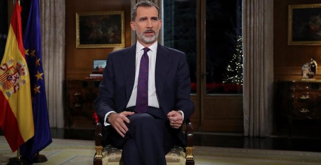 El rey Felipe VI, durante el tradicional mensaje de Navidad, el quinto de su reinado. - EFE