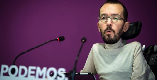 21/01/2019.- El secretario de Organización de Podemos, Pablo Echenique, en rueda de prensa esta mañana en Madrid. - EFE/Luca Piergiovanni