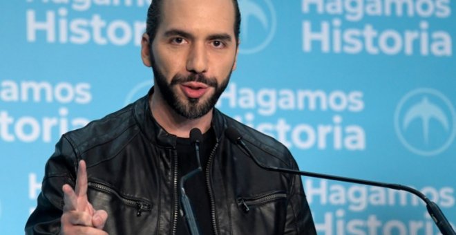 Nayib Bukele, de Gran Alianza Nacional (GANA), tras declarar su victoria en las elecciones presidenciales en San Salvador el 3 de febrero de 2019 | AFP