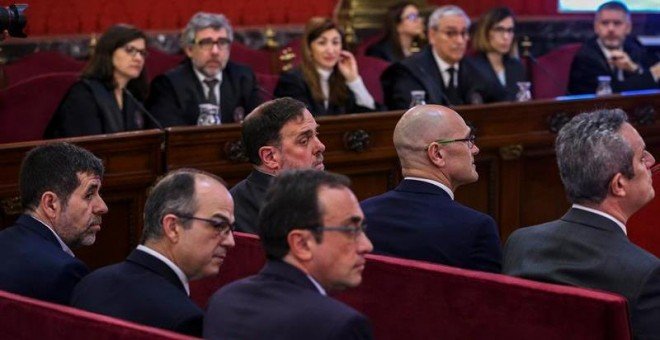 Els líders independentistes acusats pel procés sobiranista català. EFE/Emilio Naranjo