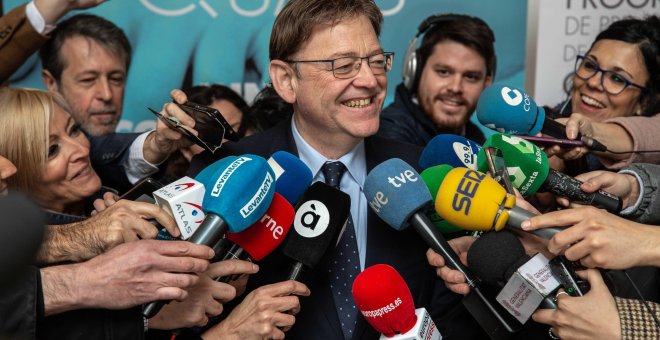 El president de la Generalitat valenciana, Ximo Puig, en declaraciones a los medios. EFE/ Biel Aliño