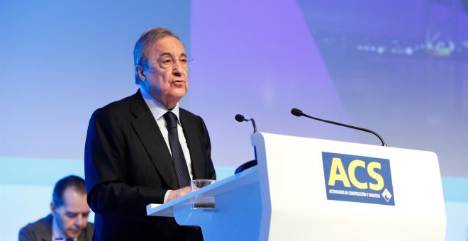 El presidente de ACS, Florentino Pérez, ante la última junta de accionistas. E.P.