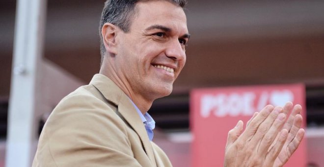 El presidente del Gobierno, Pedro Sánchez, durante el acto del PSOE en Valladolid. / EFE
