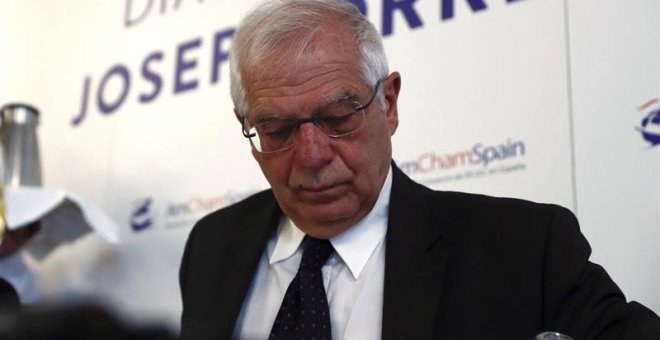 GRAF2566. MADRID (ESPAÑA), 11/03/2019.- El ministro de Asuntos Exteriores, Josep Borrell, participa en un diálogo sobre la Competitividad, Productividad e Internacionalización de la Economía Española, organizado por AmChamSpain, este lunes, en Madrid. EFE