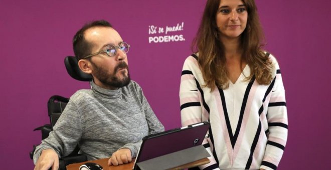 Pablo Echenique y Noelia Vera durante la Ejecutiva de Podemos / EFE