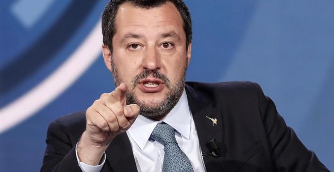 El viceprimer ministro y ministro del Interior italiano, Matteo Salvini, en el programa "Porta a porta". - EFE