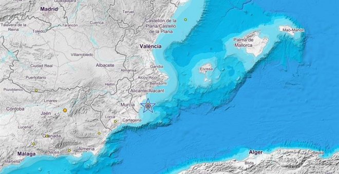 Mapa del lugar donde se ha originado el terremoto. EFE