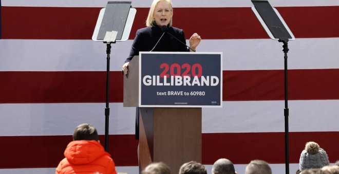 Kirsten Gillibrand durante su primer gran acto de cara a las primarias demócratas a la Casa Blanca.- EFE