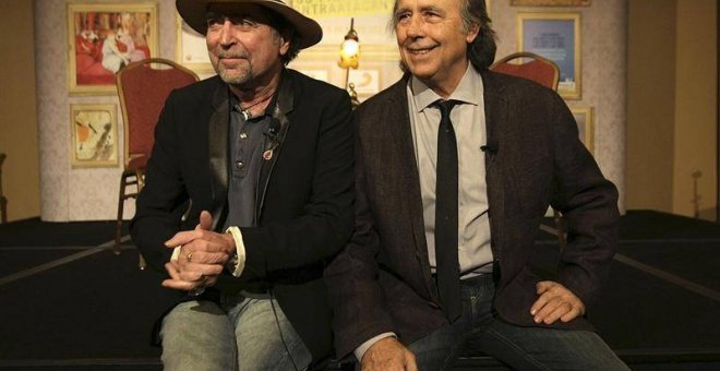 Joaquín Sabina y Joan Manuel Serrat en rueda de prensa.- EFE